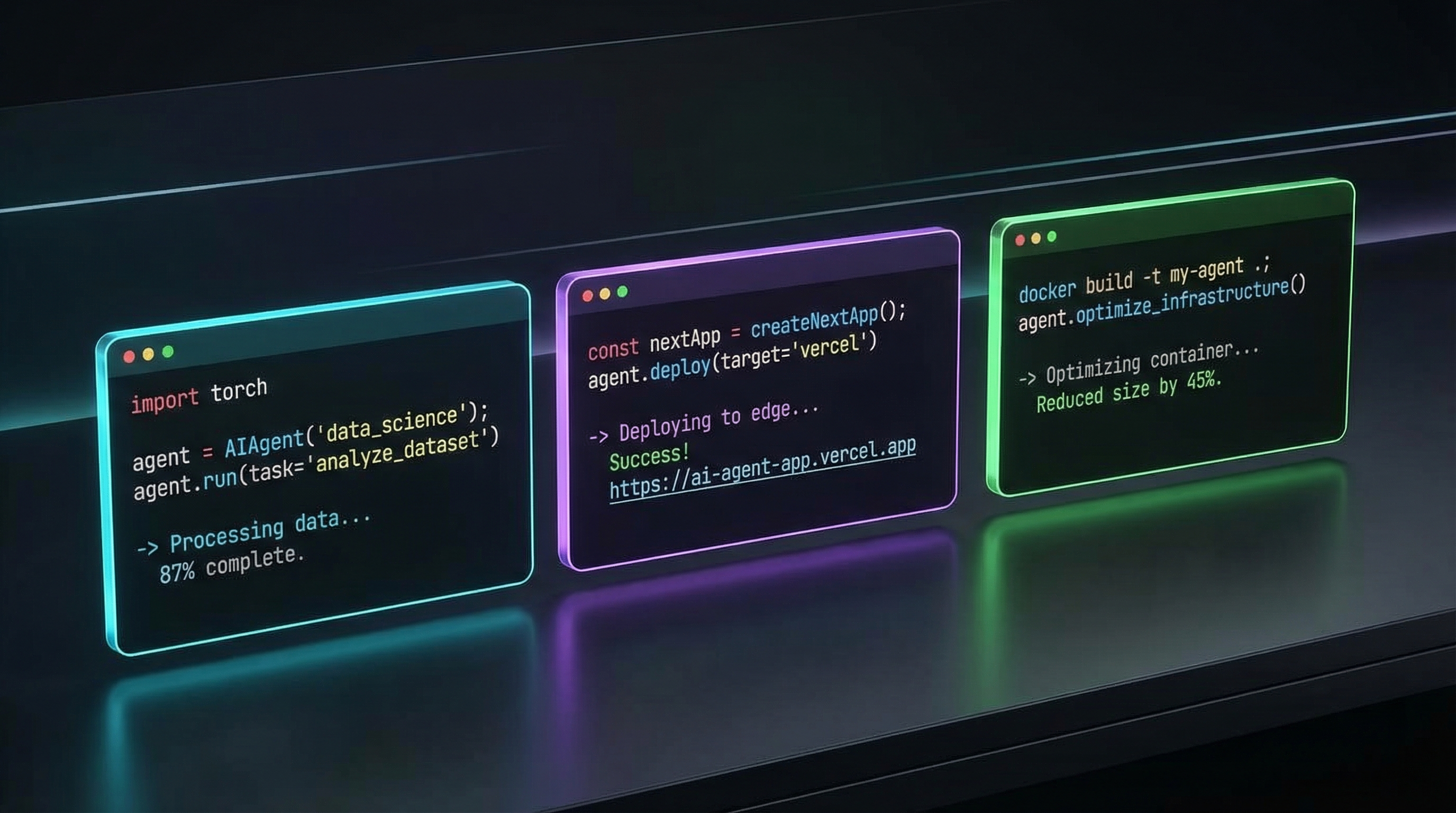 Three AI coding agent CLIs competing side by side in dark terminal windows